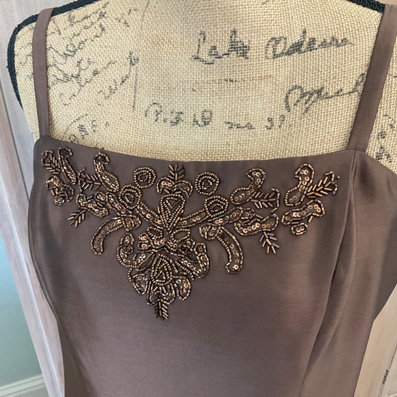 Vintage 90’s Y2k Iridescent Brown Beaded Bodice Prom Dress Maxi Fairy Rachel 12 - Picture 7 of 15